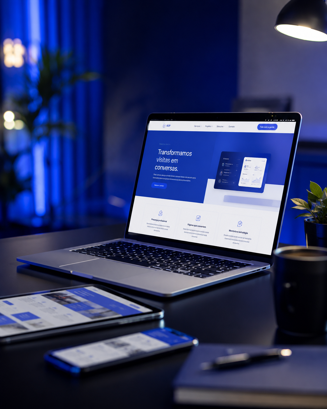 Composição visual de interfaces digitais da KIP